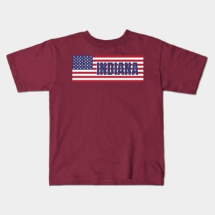 Indiana State in American Flag Kids T-Shirt